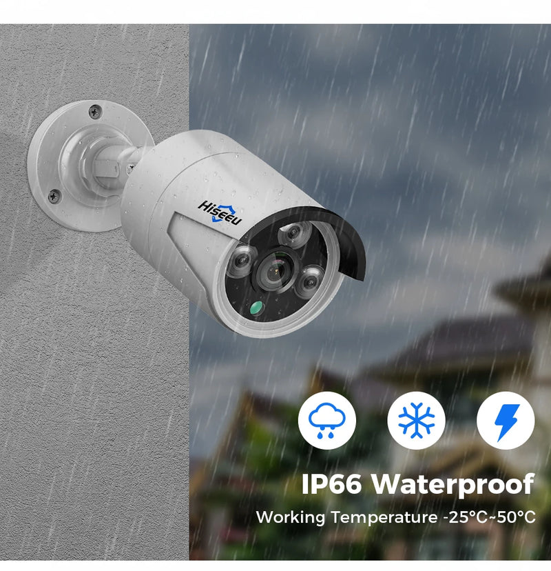 Hiseeu 4MP 5MP POE IP CCTV Camera ONVIF Audio H.265  Video Waterproof Outdoor Wired Surveillance Security Bullet Cameras